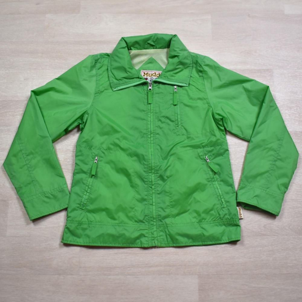 Y2K Mudd Outerwear Coat Jacket Windbreaker Zip-In Hood Green VTG 2000s
